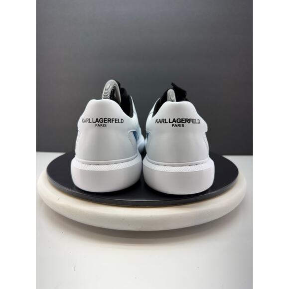 Karl‎ Lagerfeld Paris Mens Size 10 Leather Casual Shoes White Blue Sneakers NEW main image 4